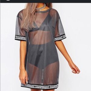 Short Sleeve Mesh Sexy Beach Cover Up